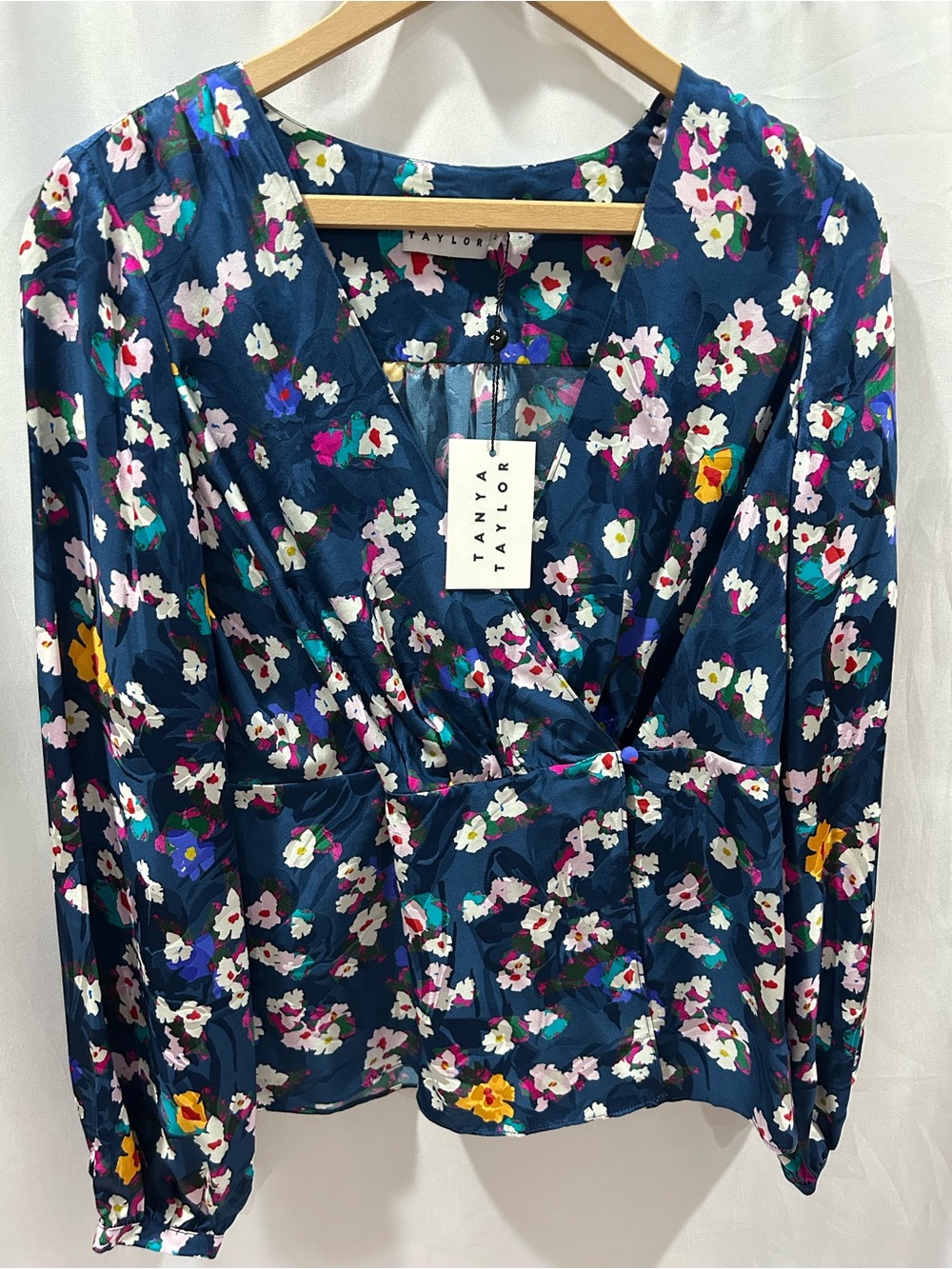 Tanya Taylor Blue Ginger wrap blouse Midnight Floral